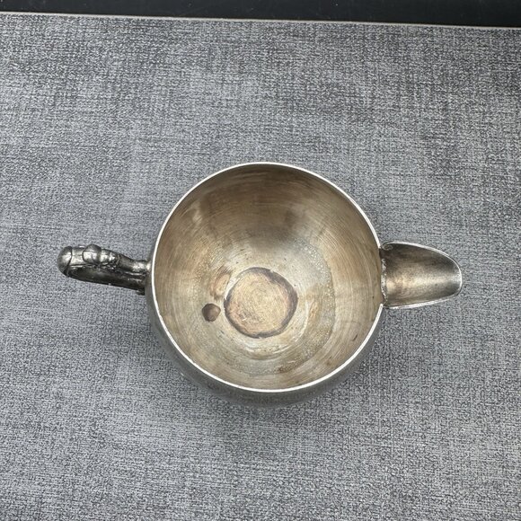 Vtg Creamer Silver-Plated Footed Hong Kong 2.9" Rococo Floral Feet Scroll Handle - Picture 2 of 9